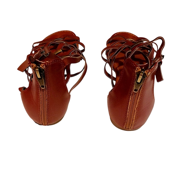 Brown Faux Leather Gladiator Sandals - Picture 4 of 6